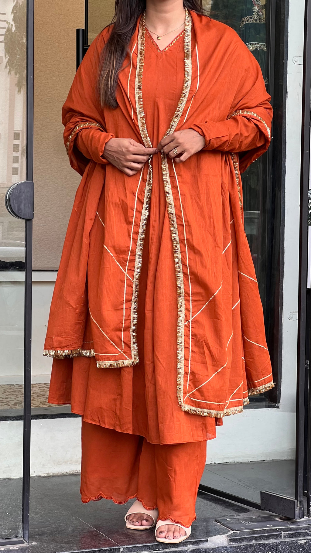 Orange Mul Anarkali