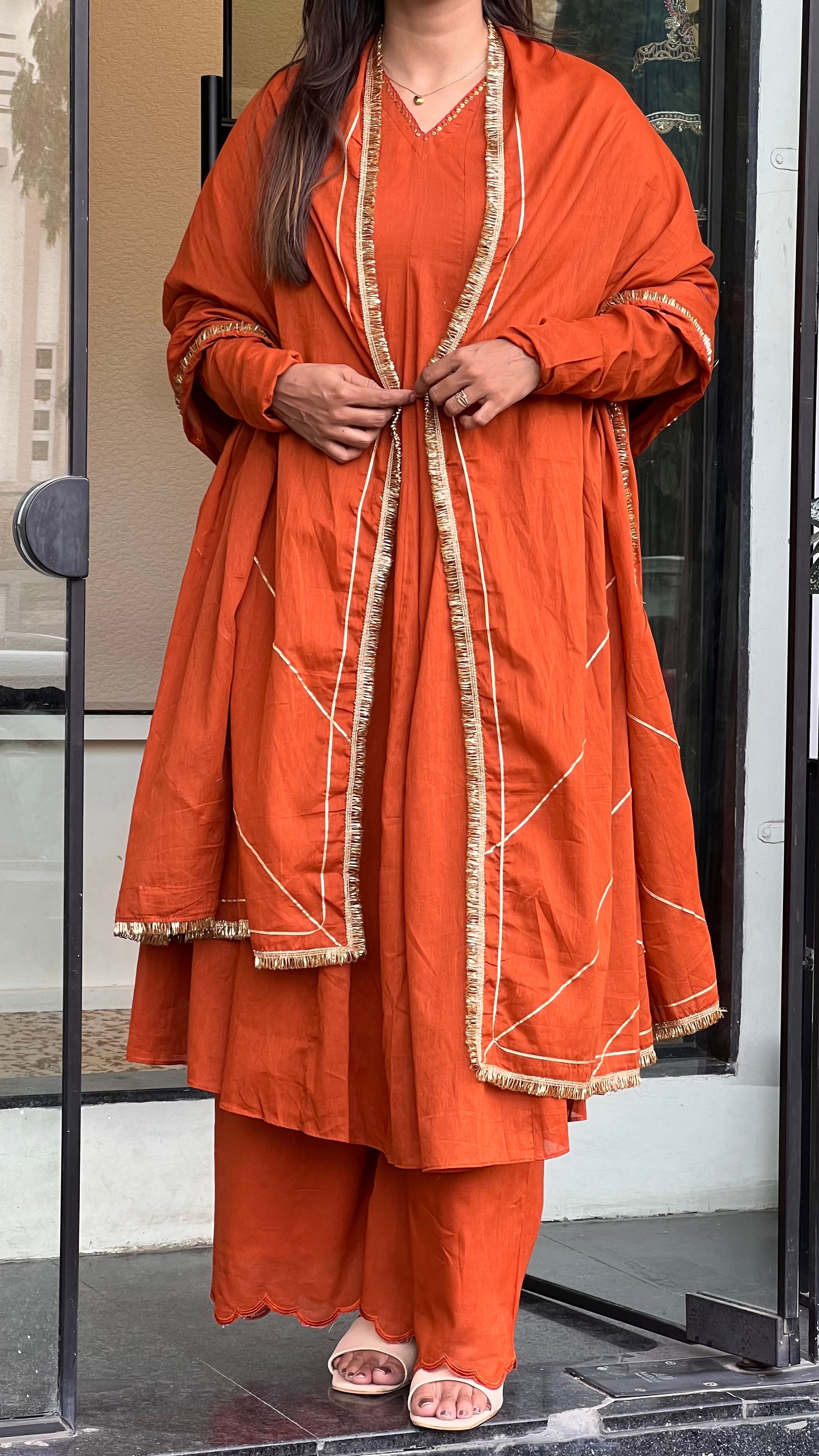 Orange Mul Anarkali