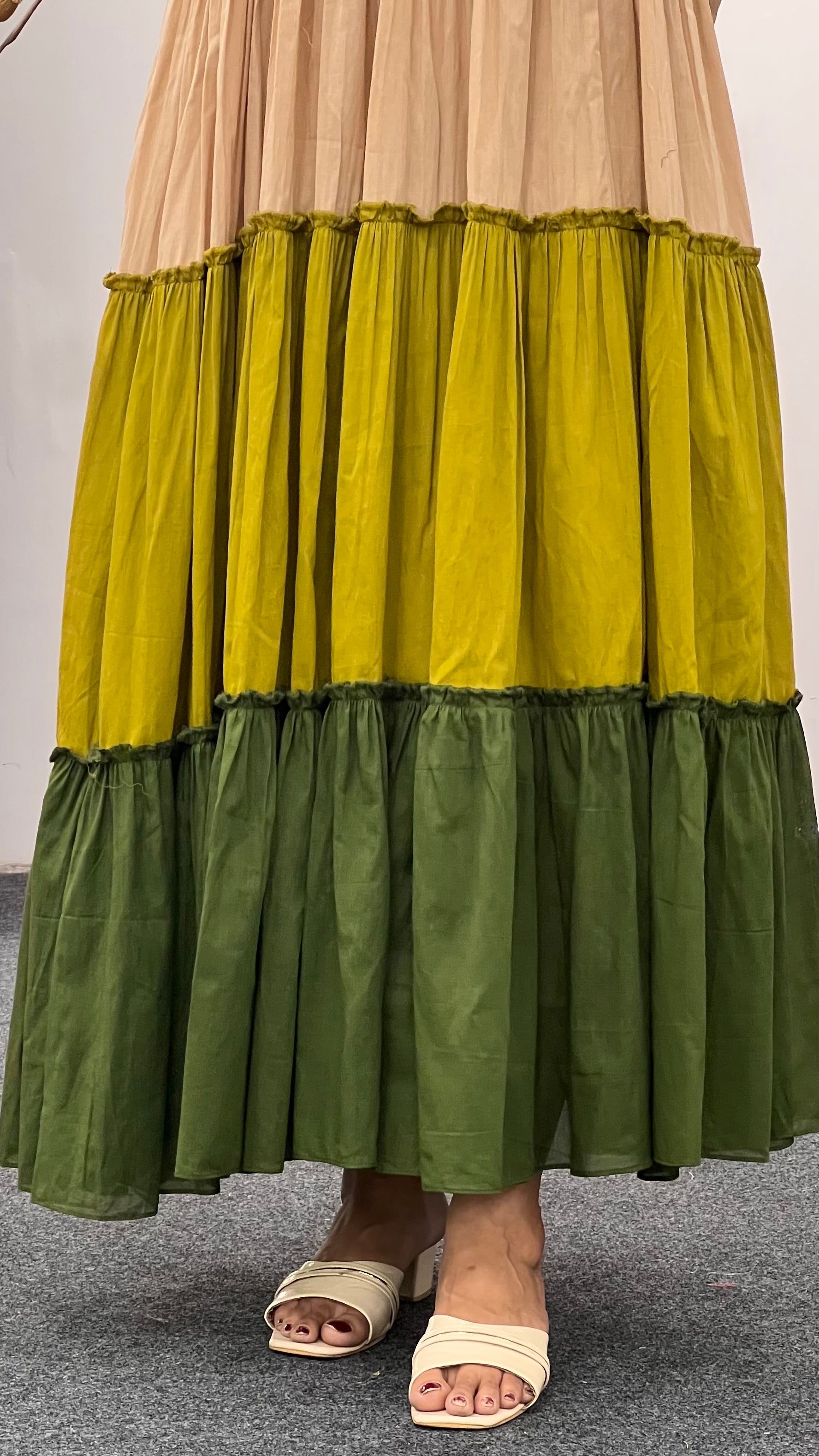 Tri-Colour Full Flair Dress