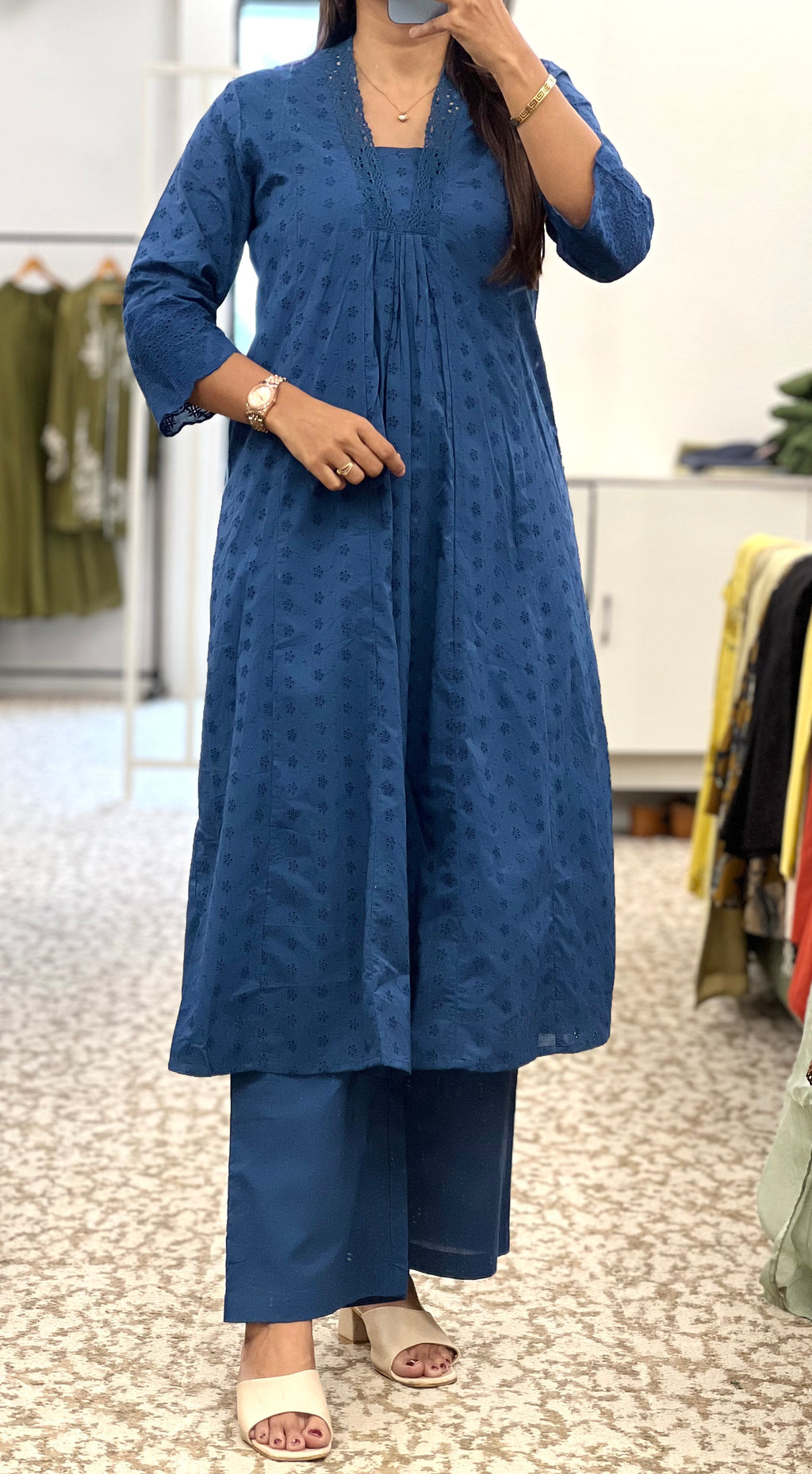 Blue Chikankari kurti Pant Set