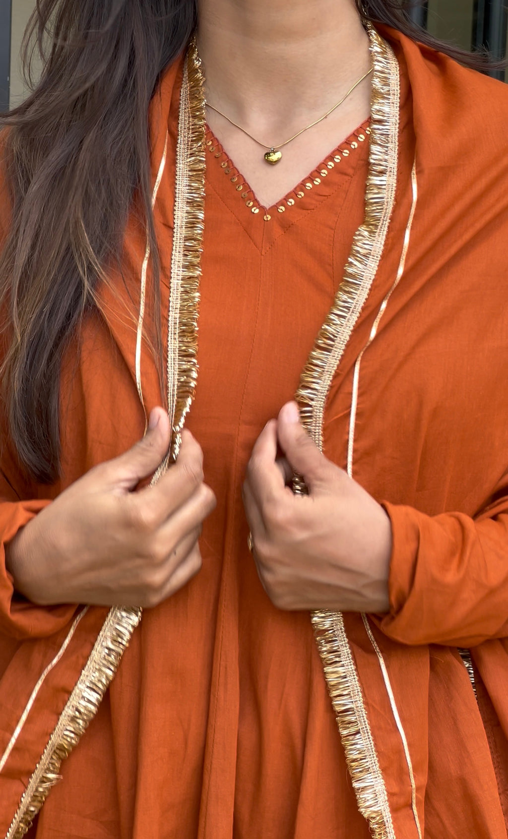 Orange Mul Anarkali