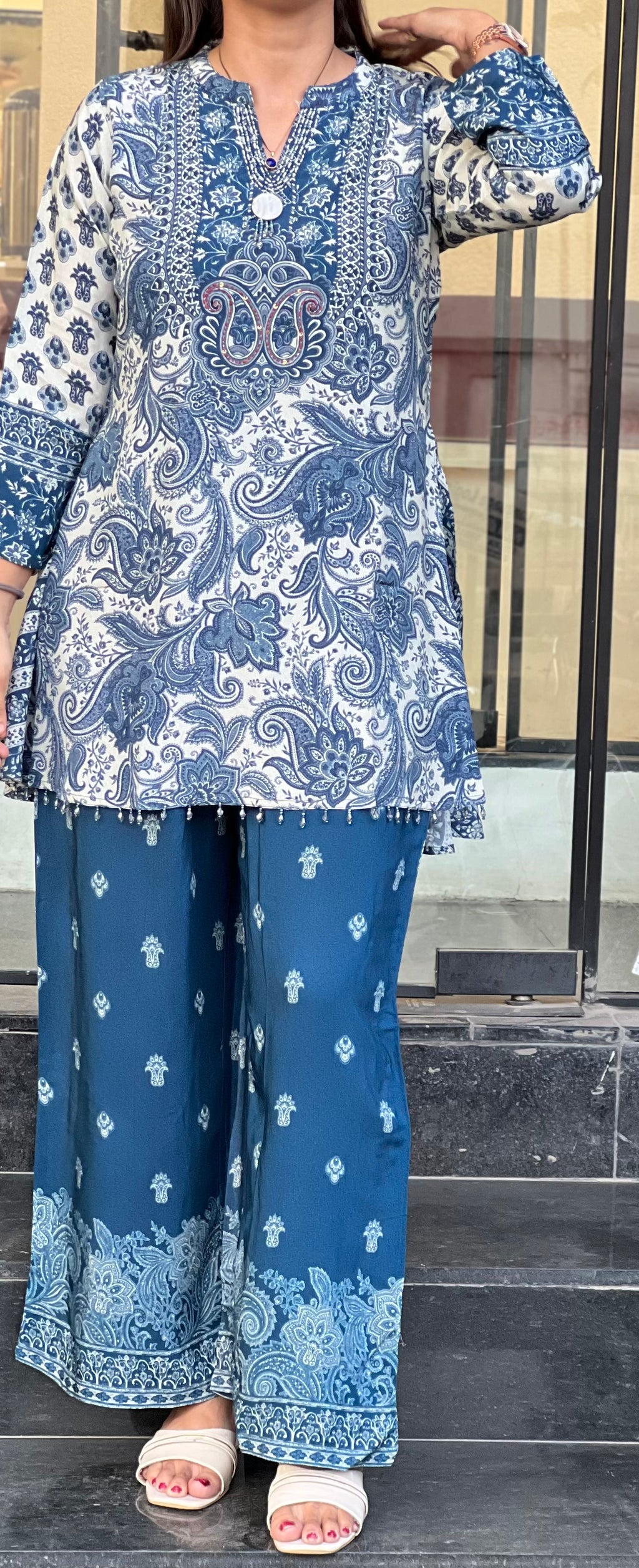 Blue Crepe Co-ord Set