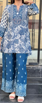 Blue Crepe Co-ord Set