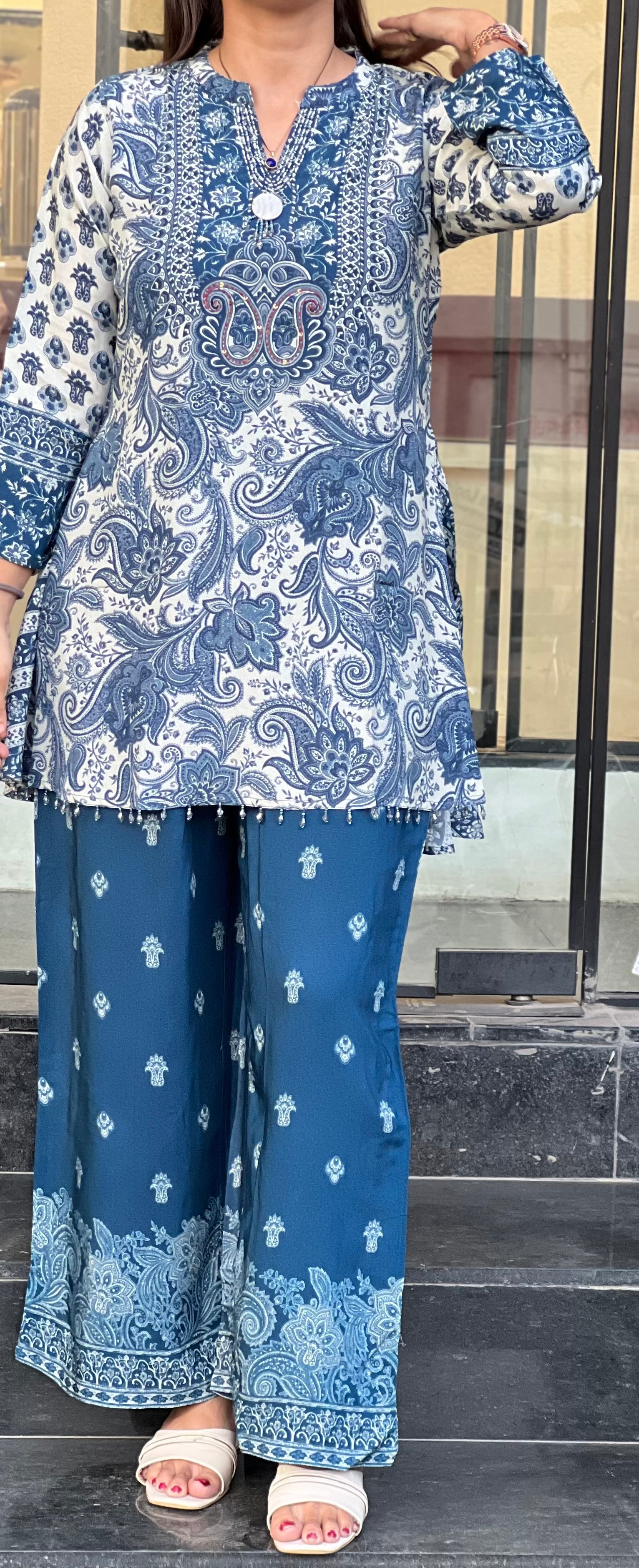 Blue Crepe Co-ord Set