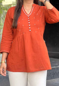 Orange Pleated tunic