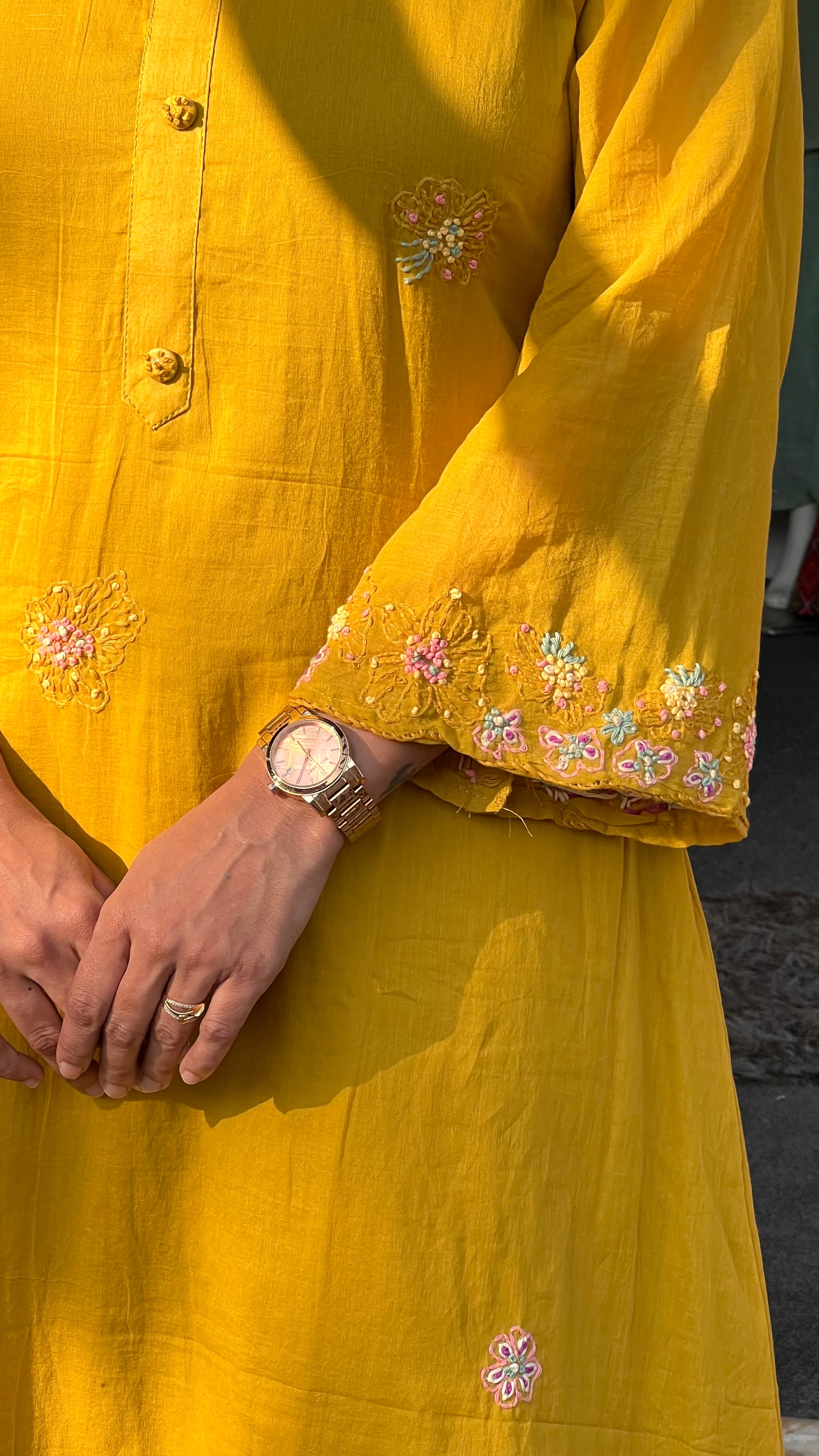 Mustard Mul kurti pant