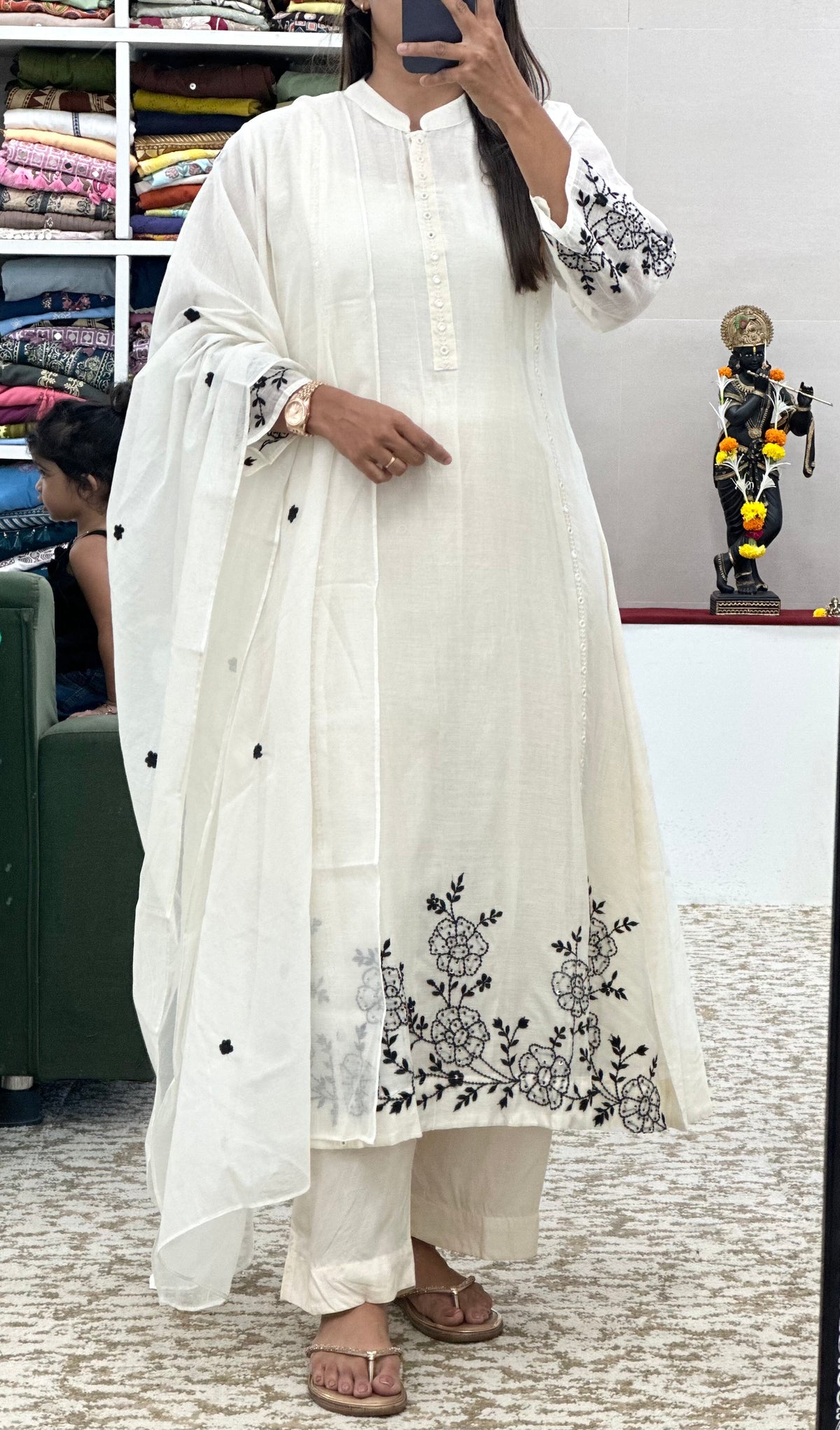 White Mul Chanderi Pair
