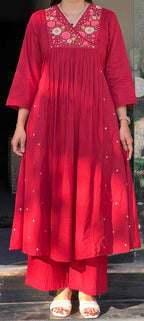 Maroon Floral Kirti Pant set