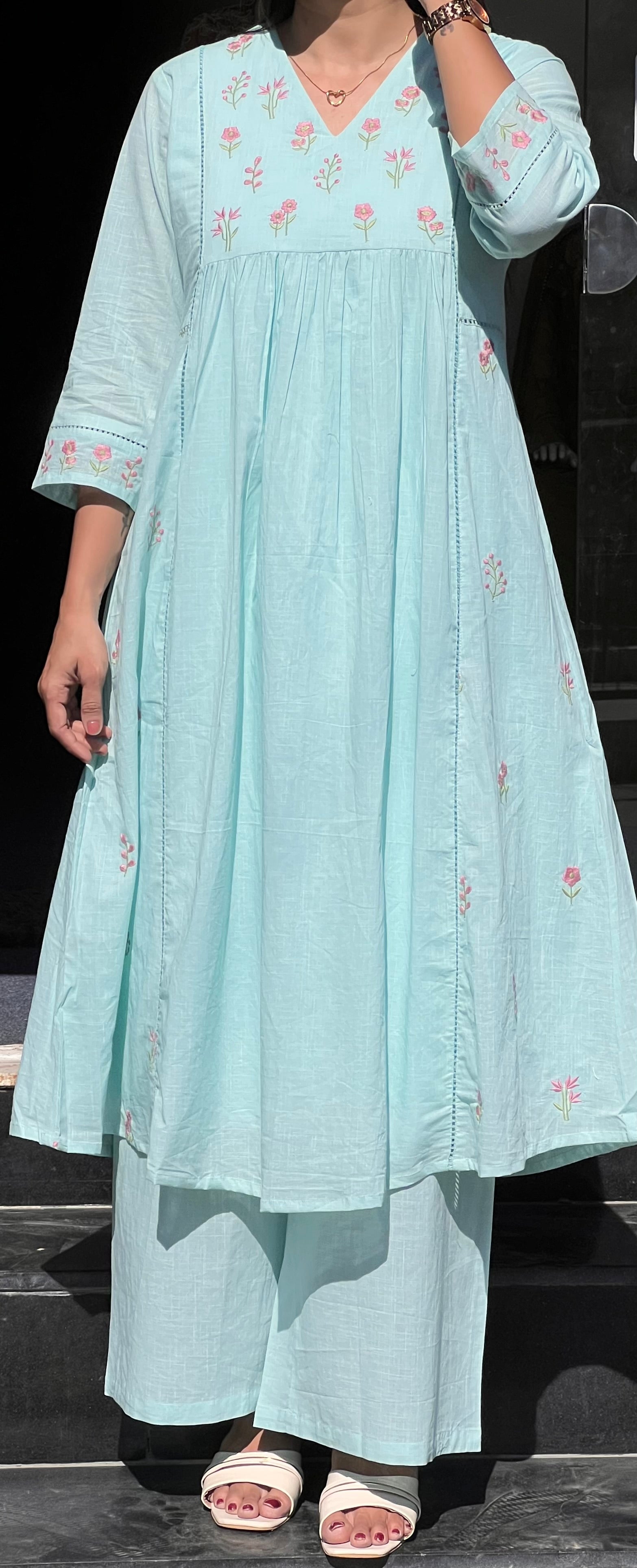 Sky Mul kurti Pant Set