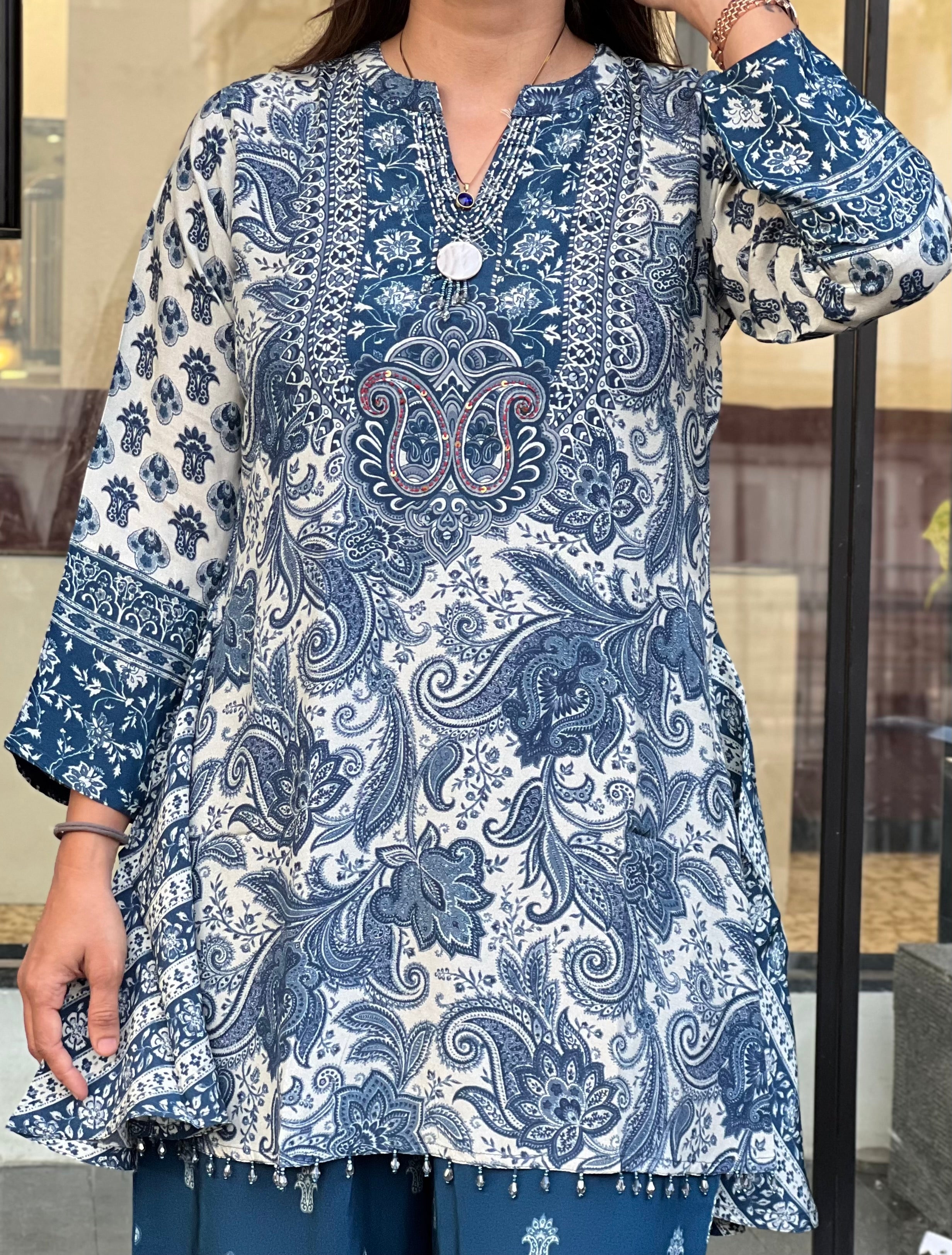 Blue Crepe Co-ord Set
