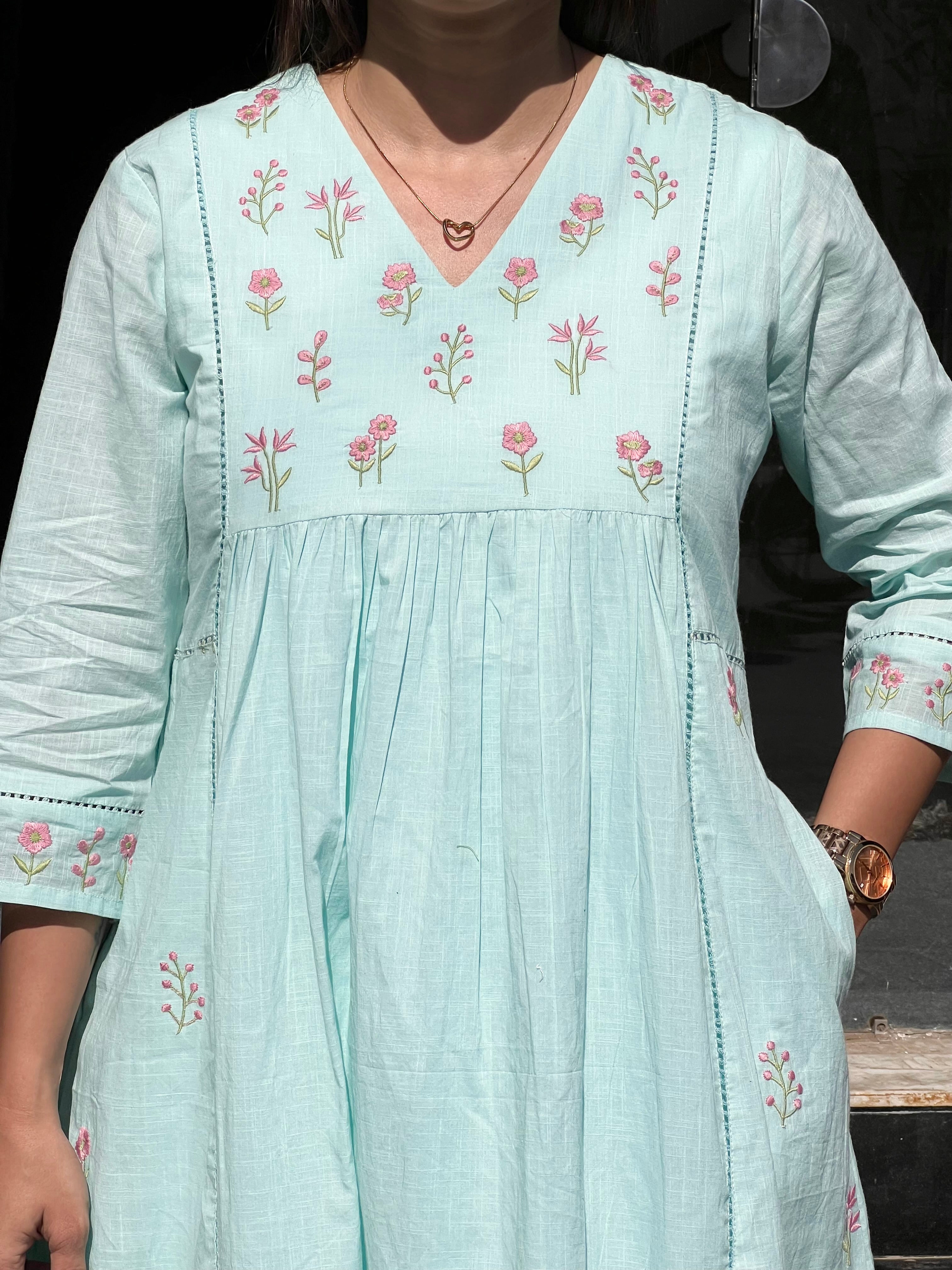 Sky Mul kurti Pant Set