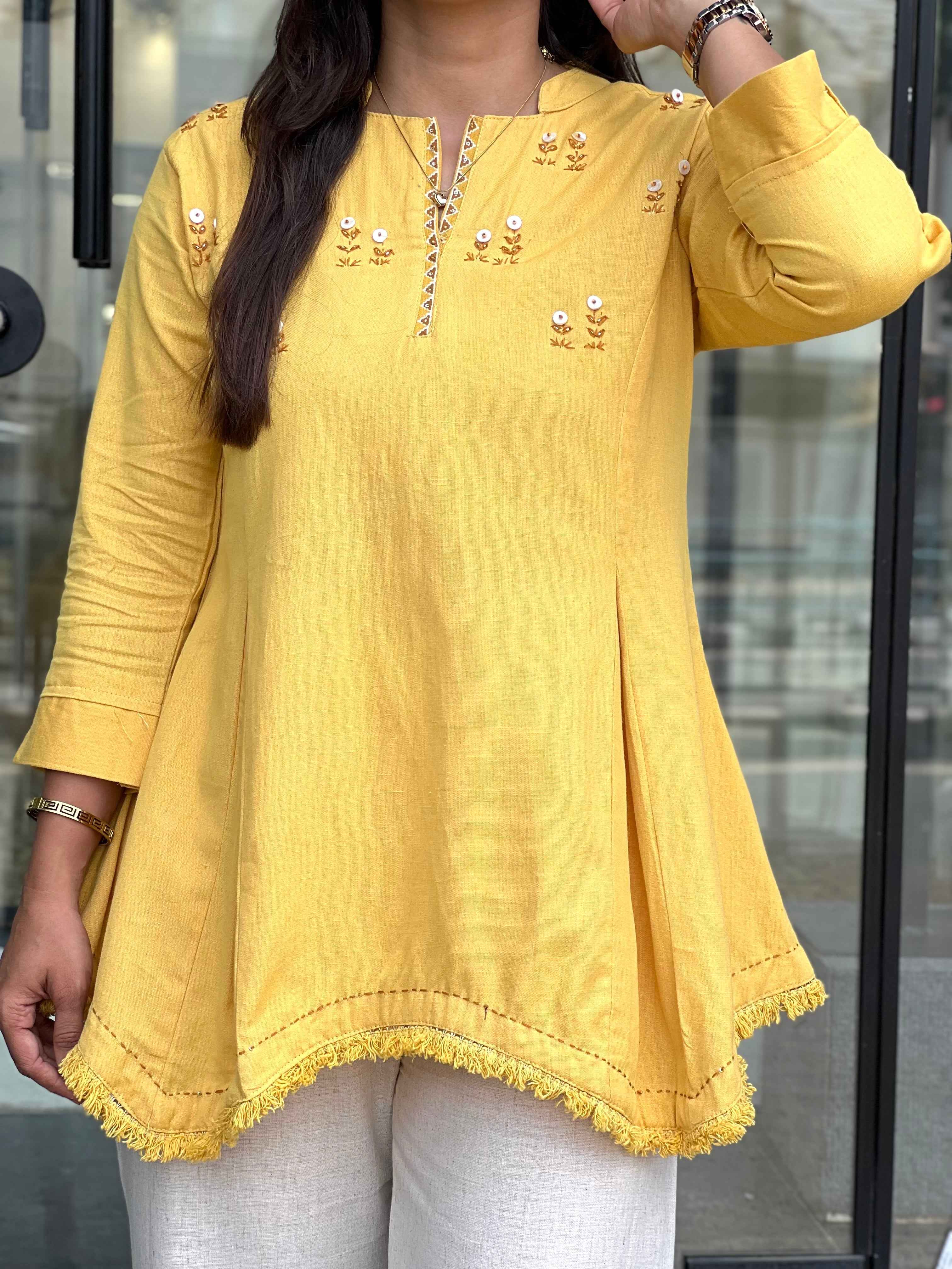 Yellow khadi Co-ord Set