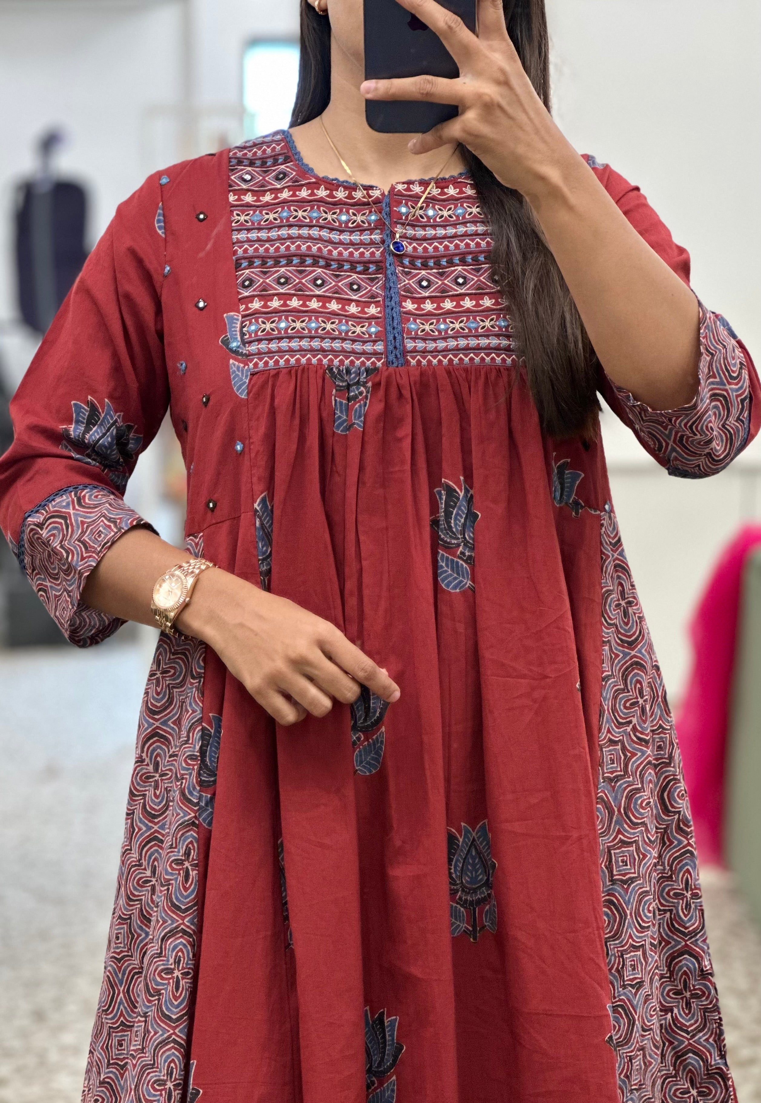Maroon Pleated Plaza Set