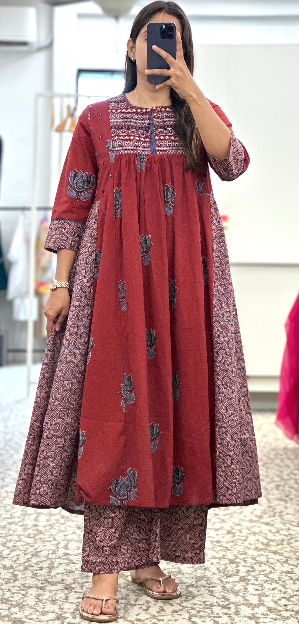 Maroon Pleated Plaza Set