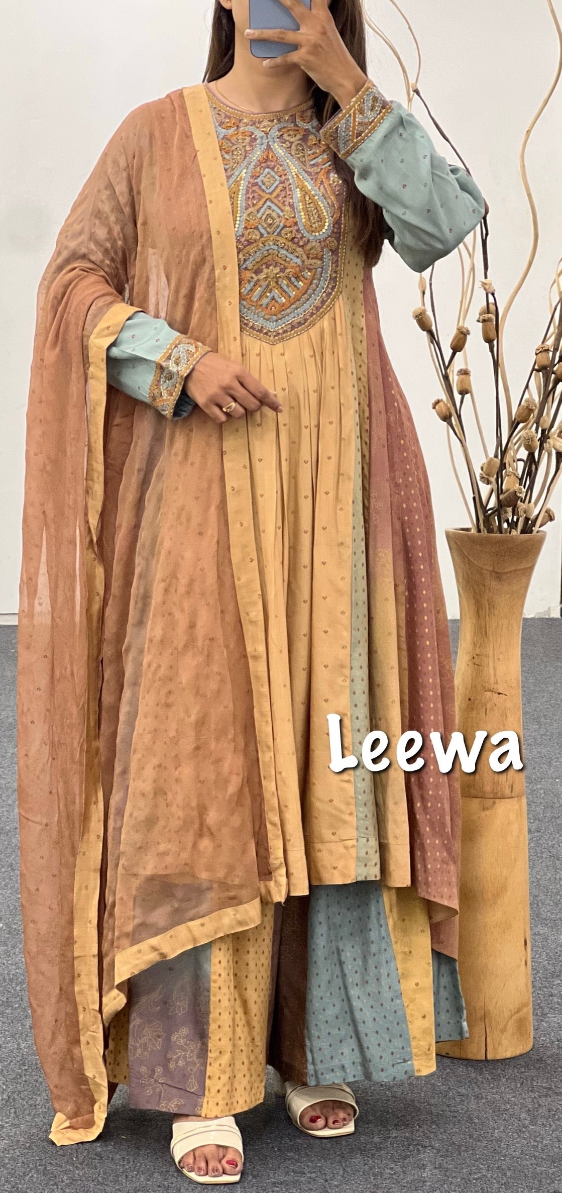 Multicolour Anarkali Pair