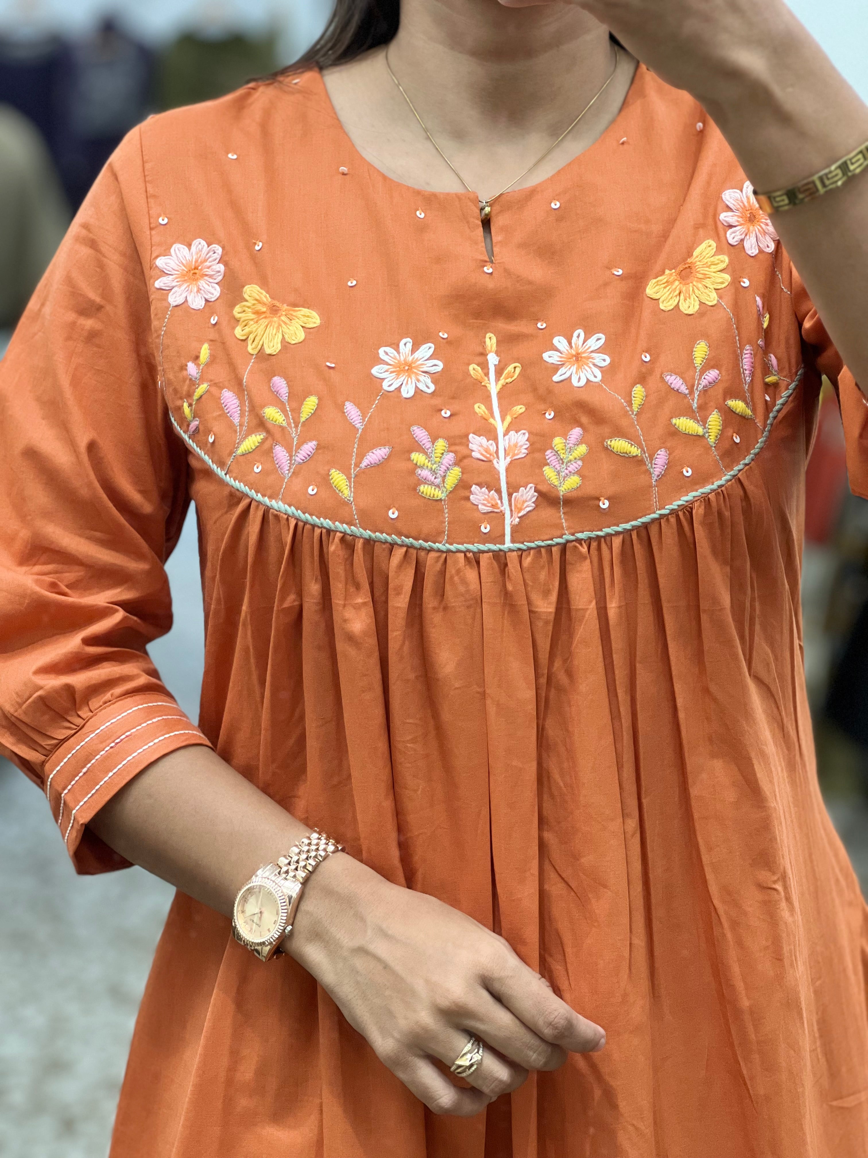 Orange Single kurti