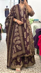 Wine Printed Plaza Pair