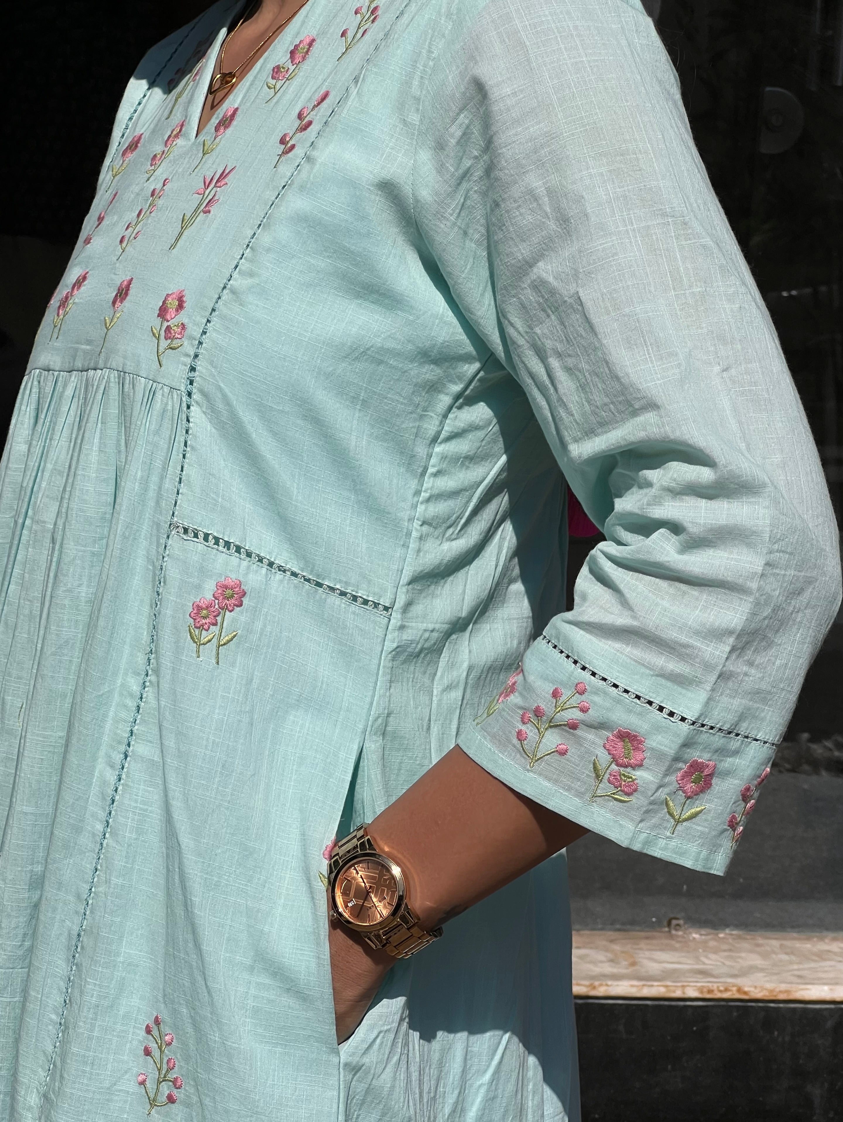 Sky Mul kurti Pant Set