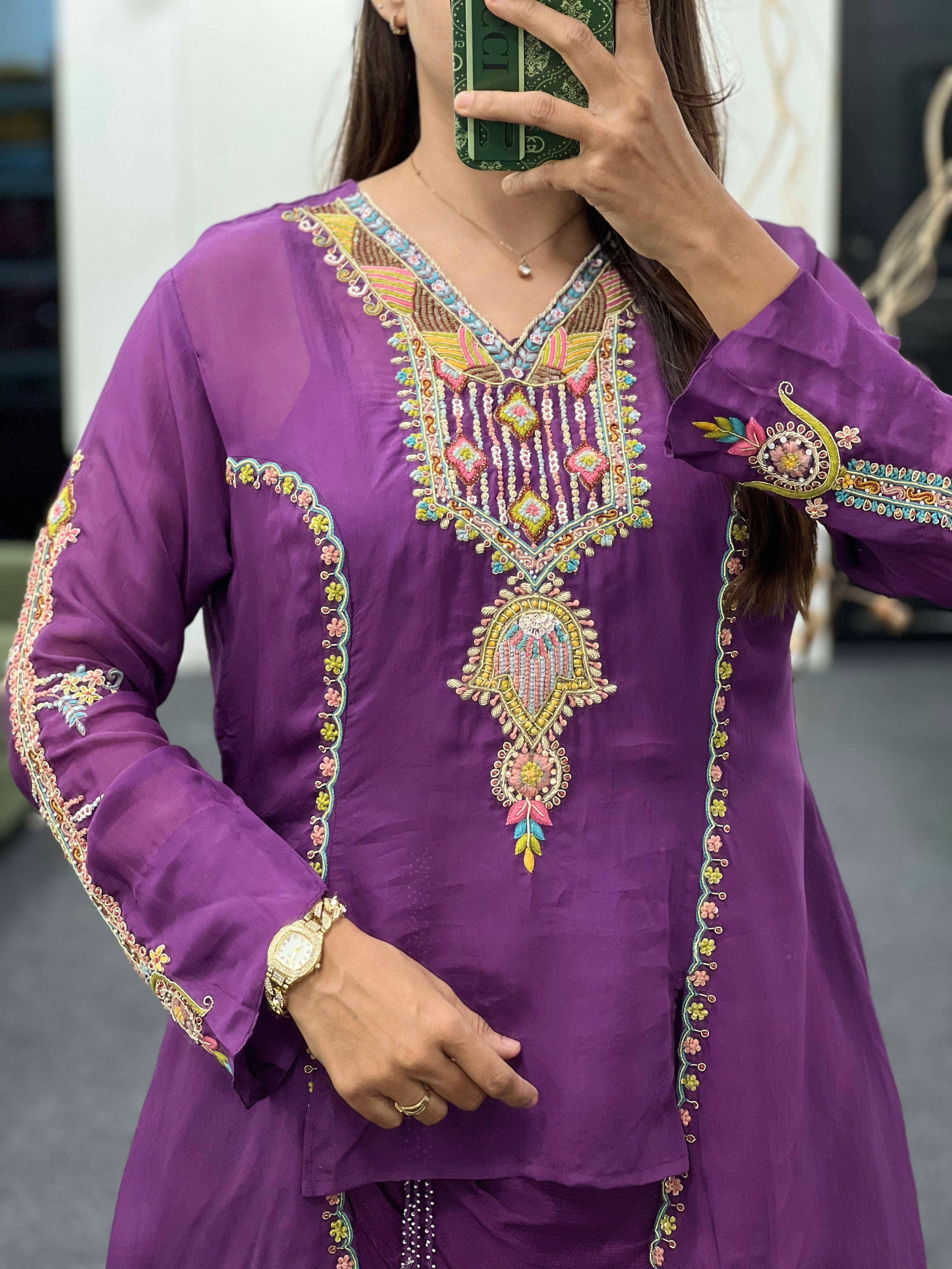 Purple Drape Skirt Set