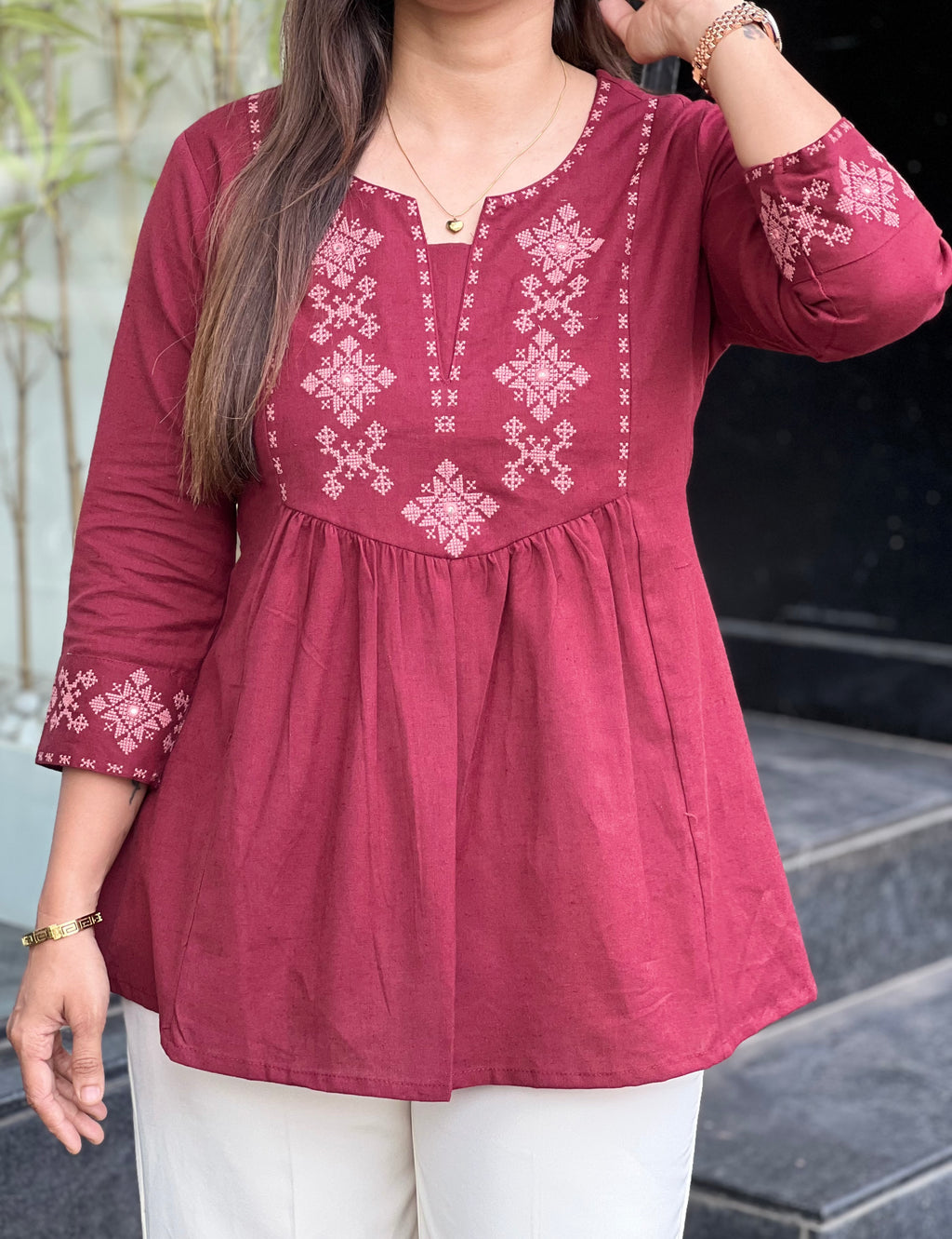 Maroon Tunic Threadwork