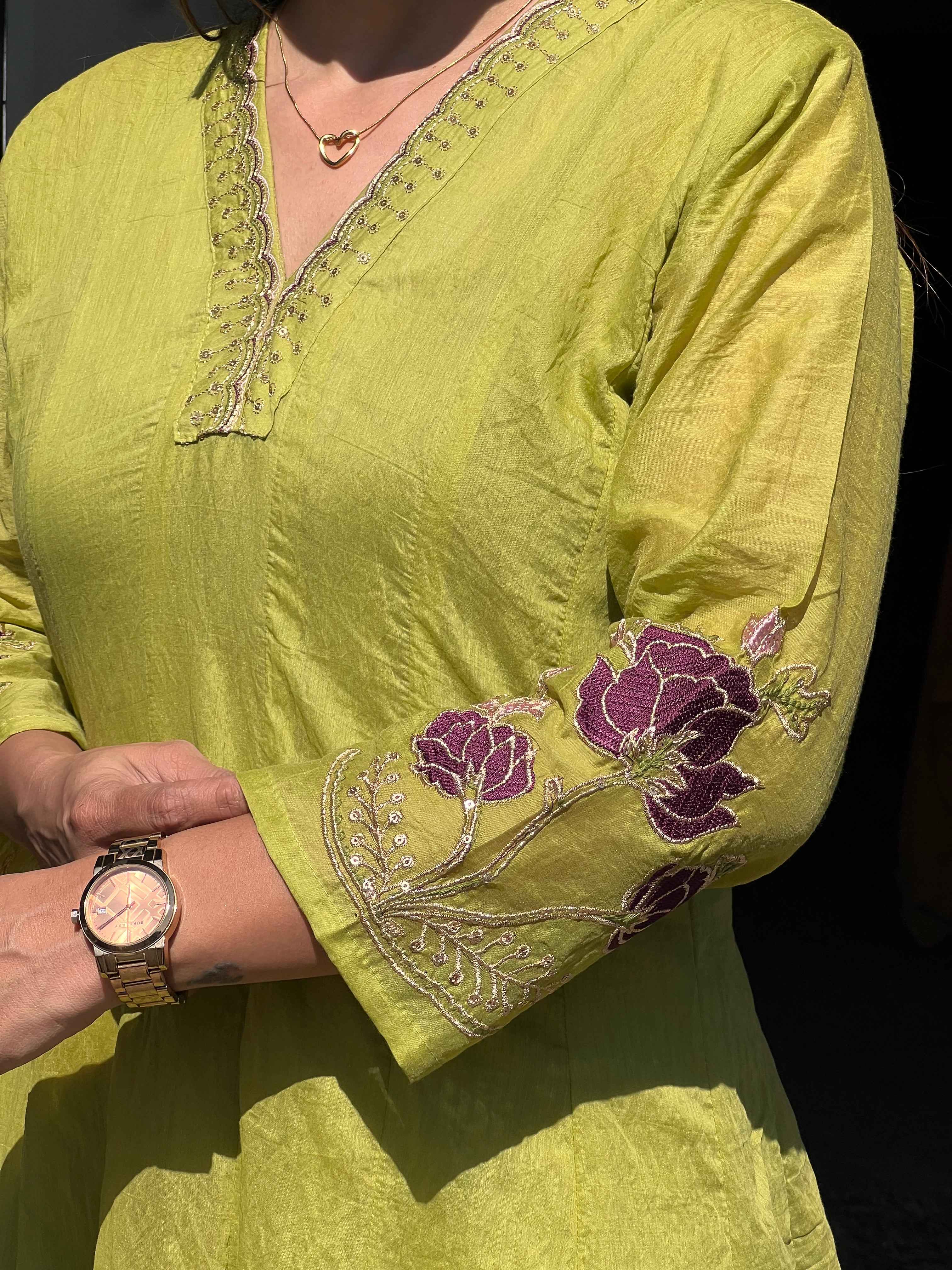 Lemon Chanderi Pair