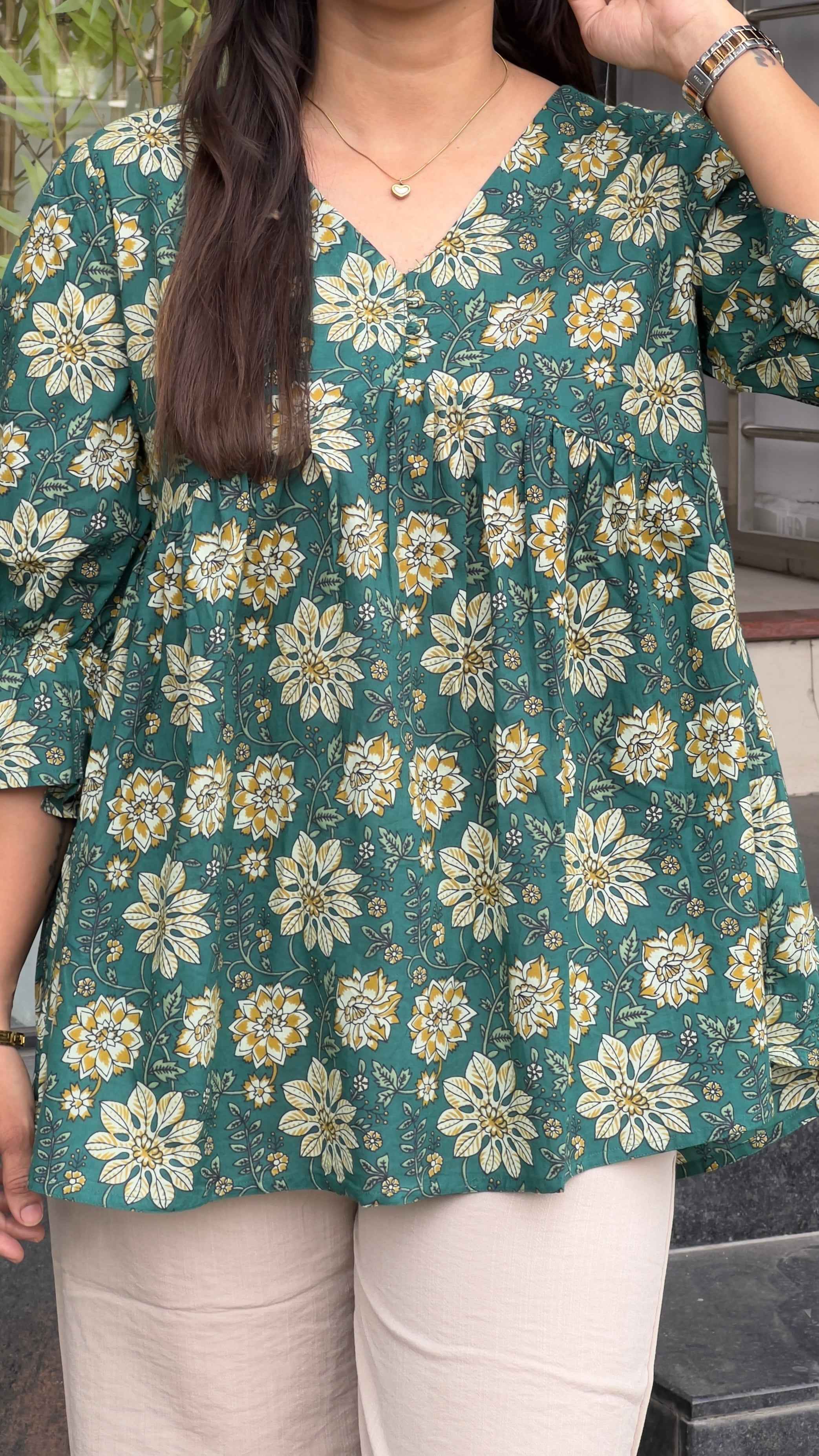 Jaipuri green tunic