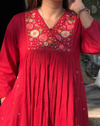 Maroon Floral Kirti Pant set