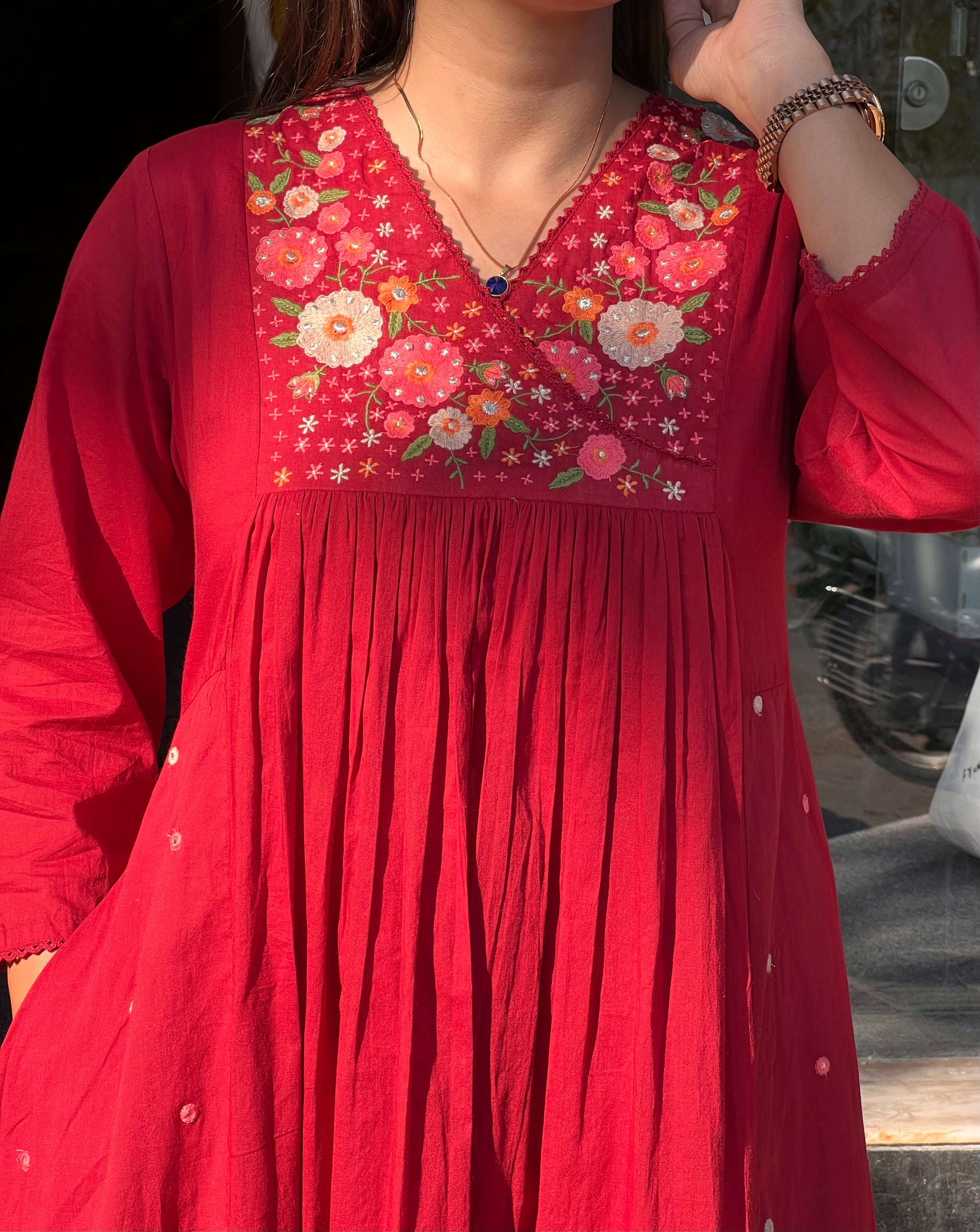 Maroon Floral Kirti Pant set