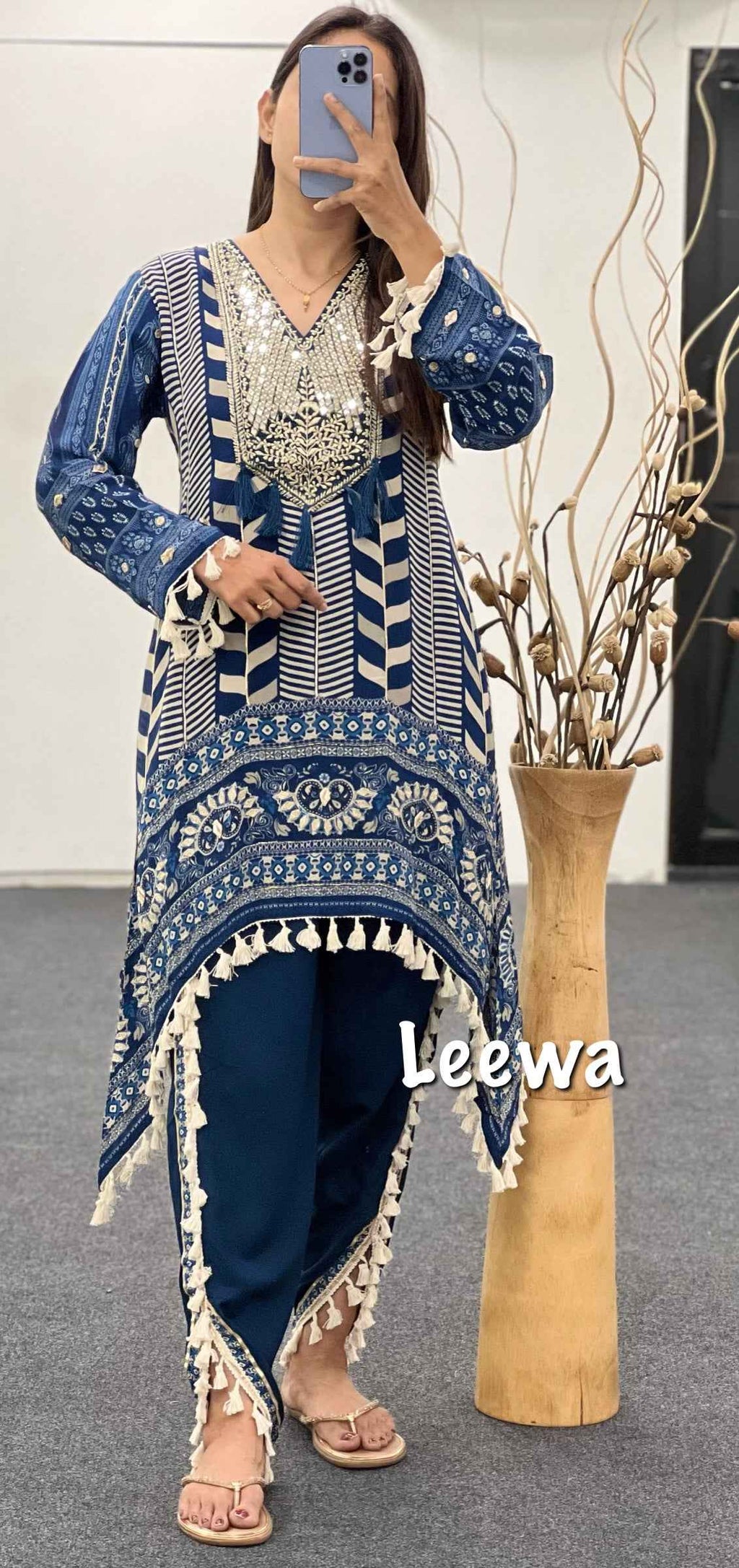 Blue Dhoti Co-ord Set