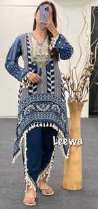 Blue Dhoti Co-ord Set