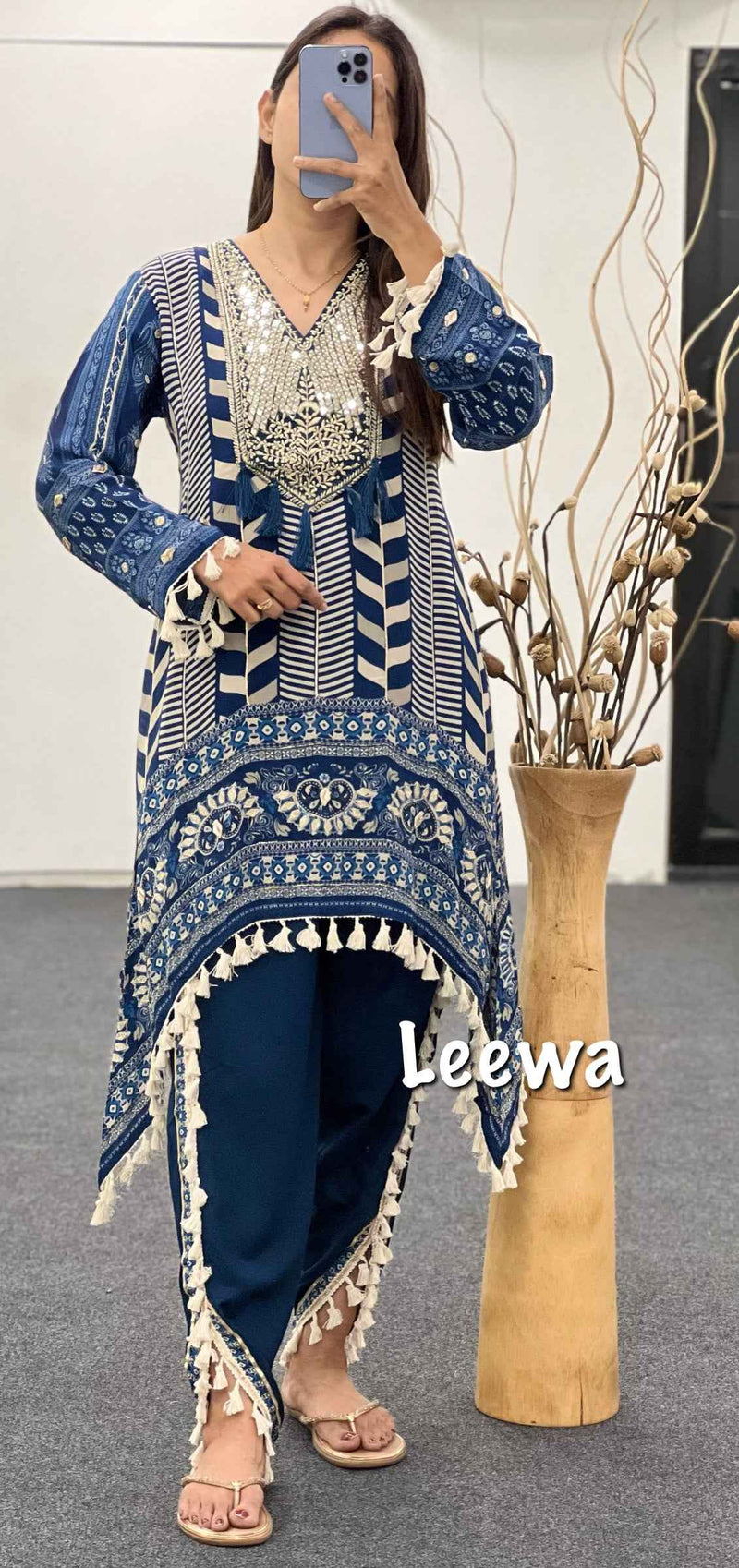 Blue Dhoti Co-ord Set