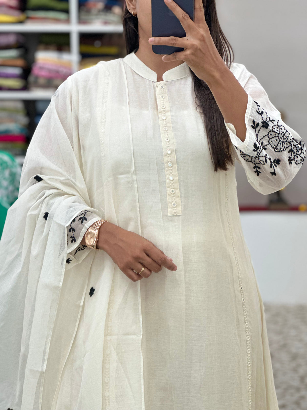 White Mul Chanderi Pair