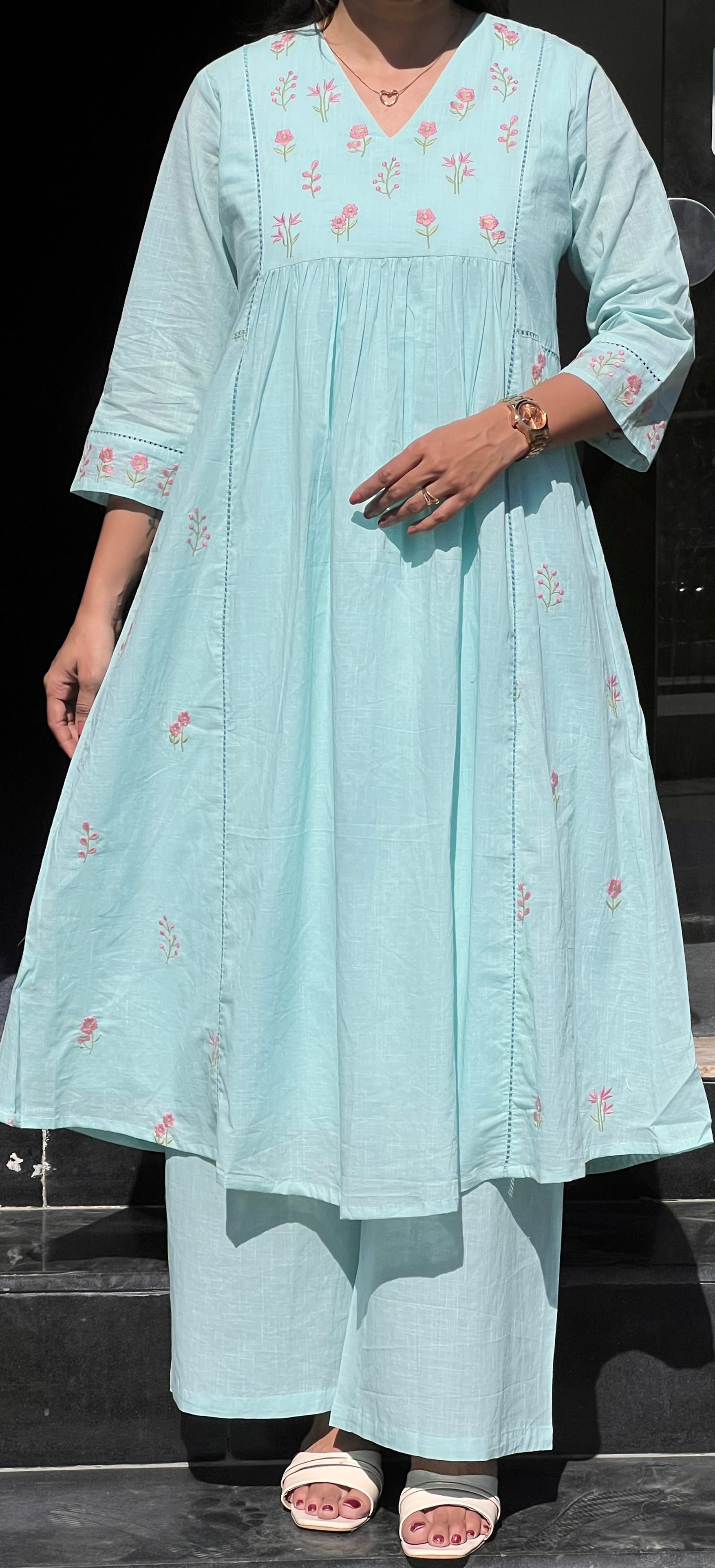 Sky Mul kurti Pant Set