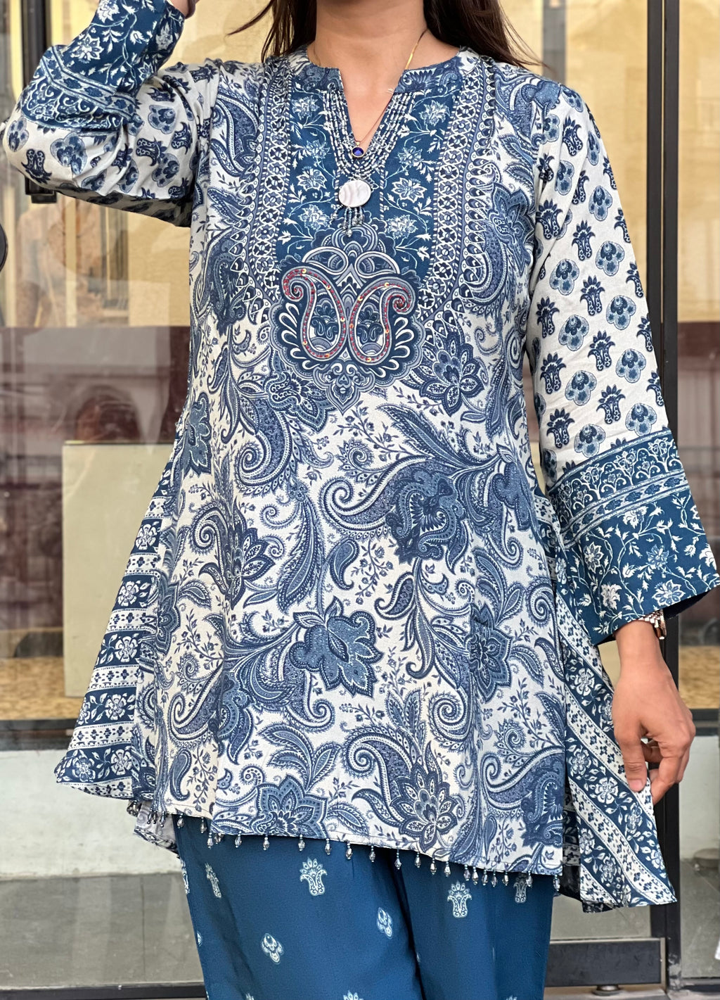 Blue Crepe Co-ord Set