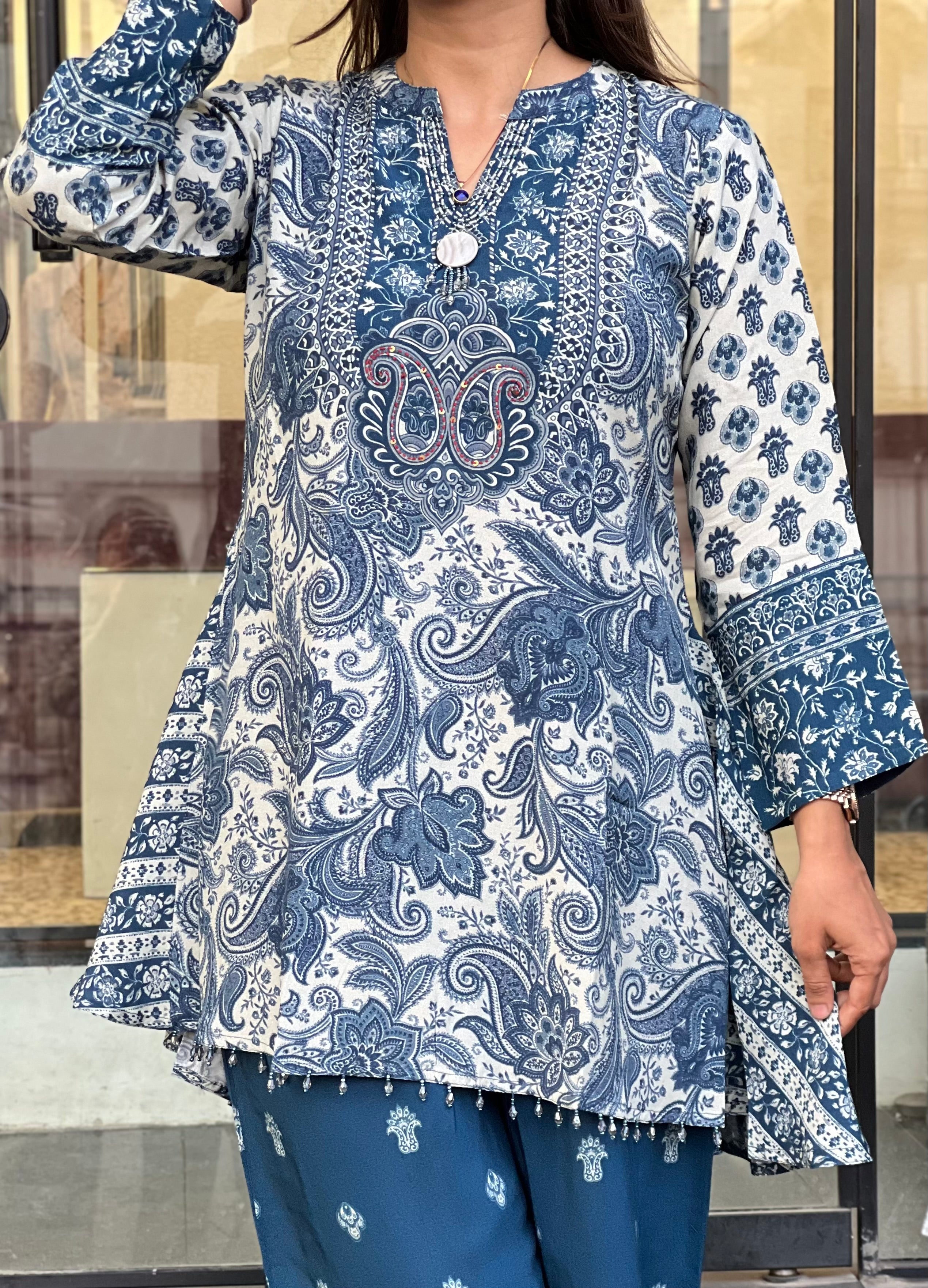 Blue Crepe Co-ord Set