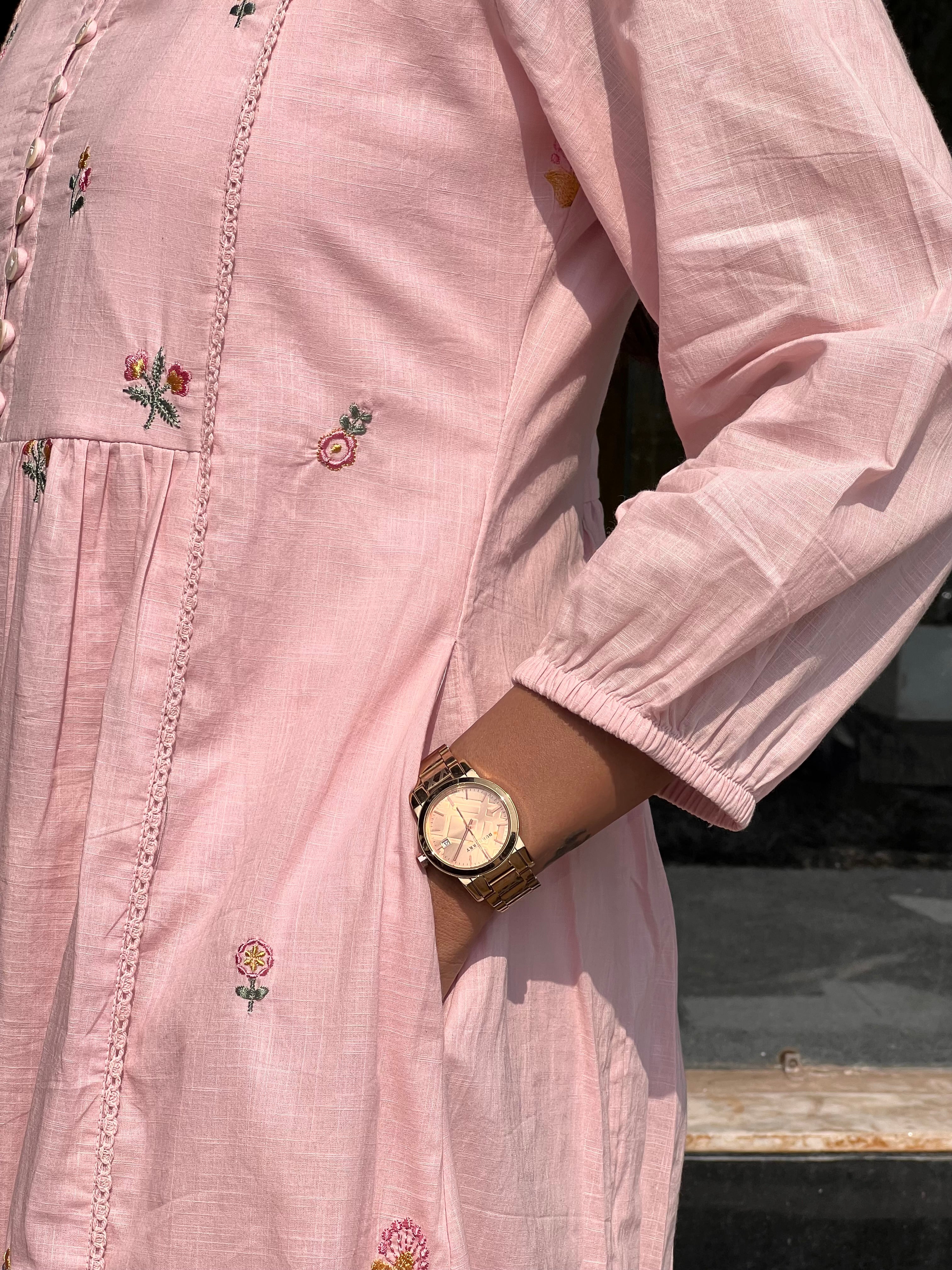 Pink mul kurti pant