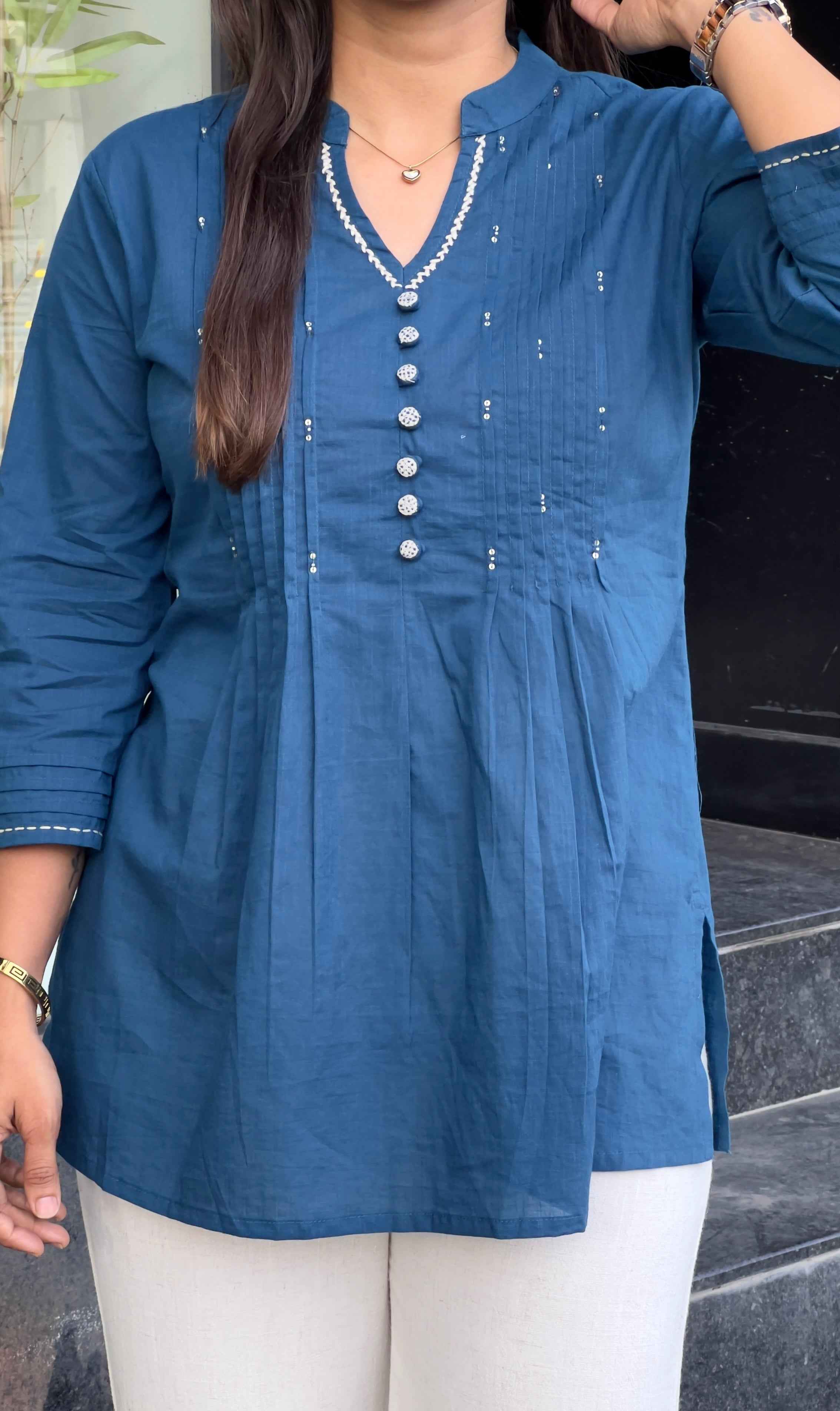 Royal Blue Pleated Tunic