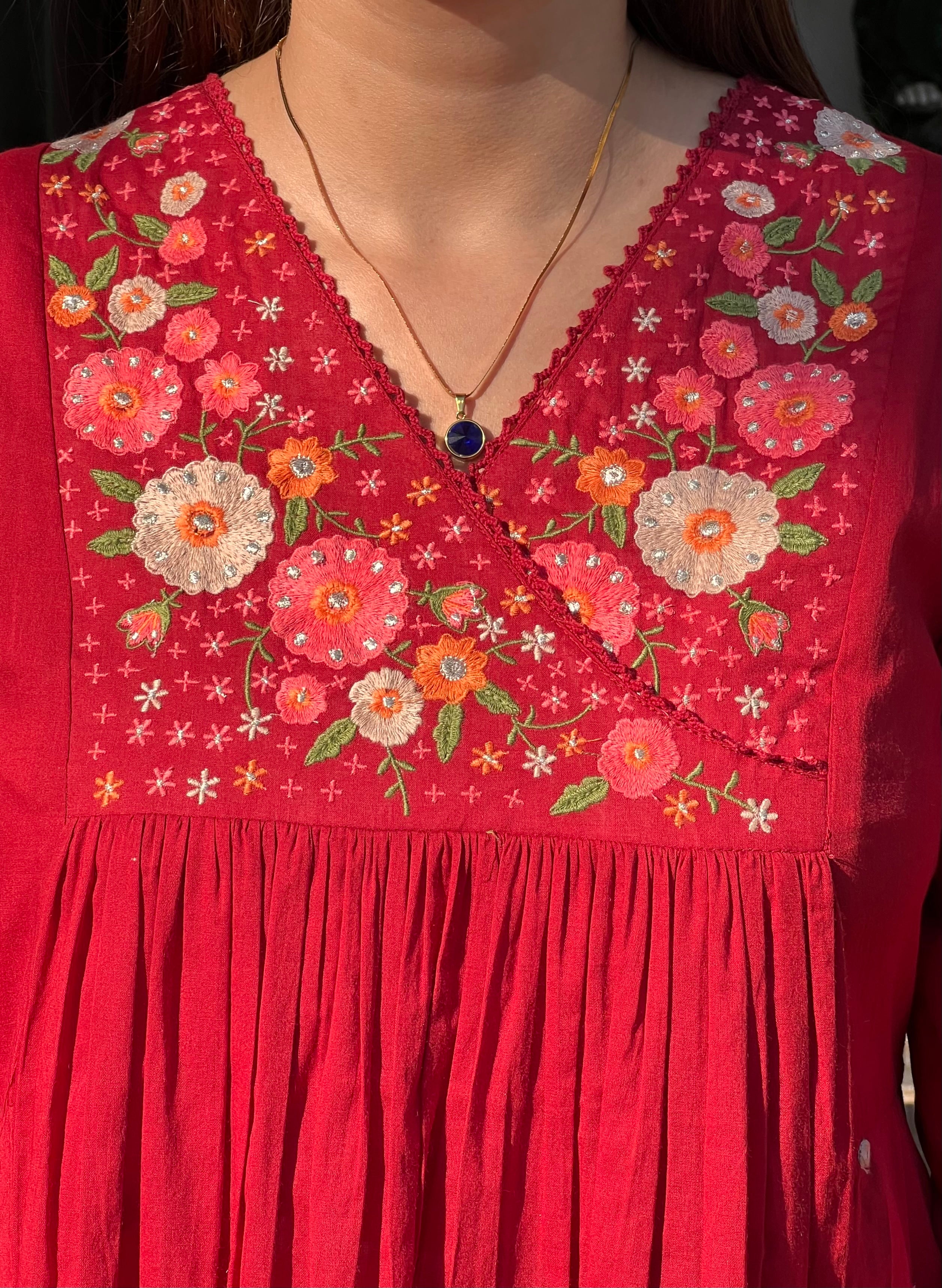 Maroon Floral Kirti Pant set